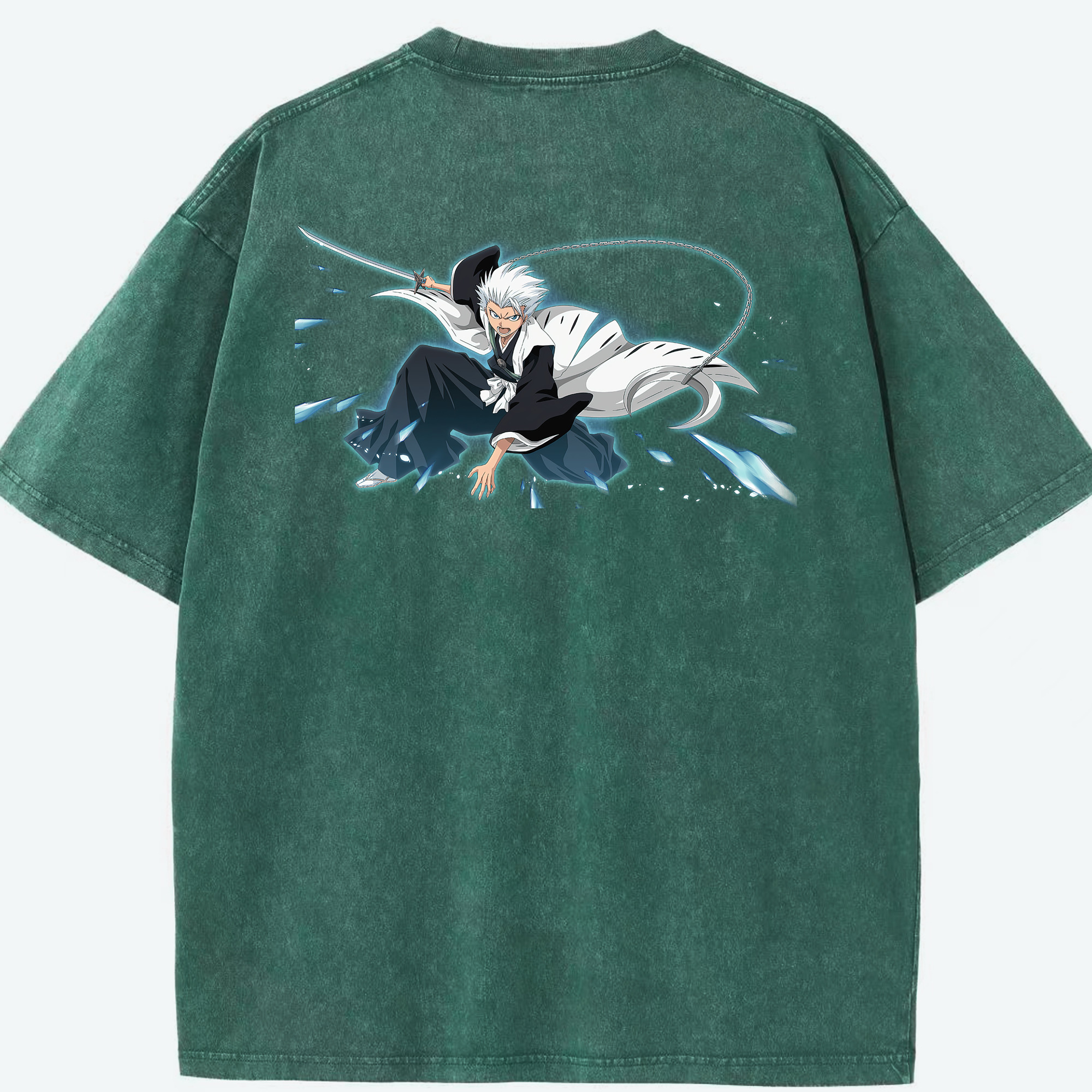 （画像用） ブリーチ 日番谷冬獅郎（ひつがや とうしろう） BLEACH Hitsugaya Toushirou 綿100% ヴィンテージ風 半袖Tシャツ（背面プリント）